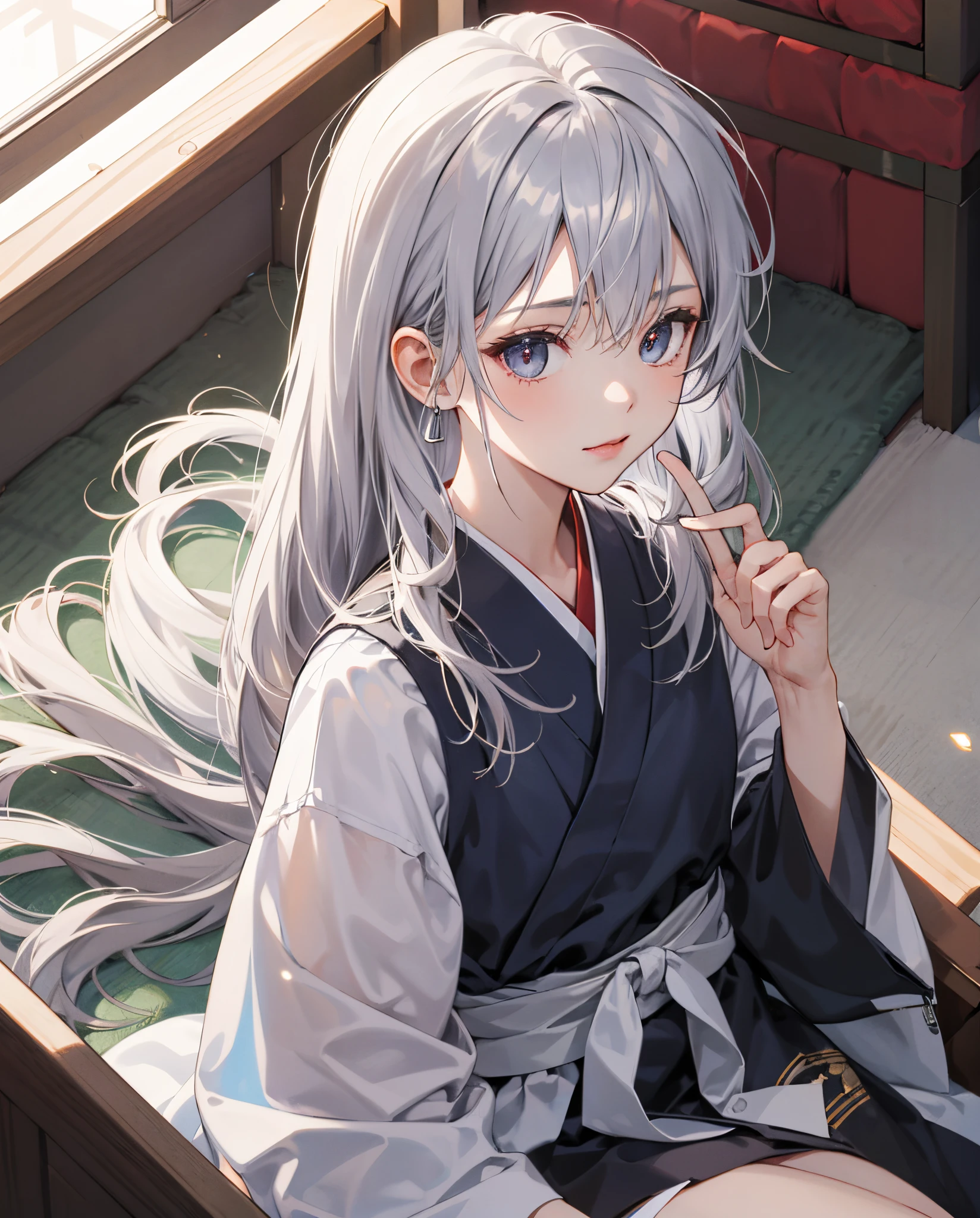 1 girl, Sunaookami Shiroko, long hair, silver hair, reqlistic, ultra detail, 70mm lens