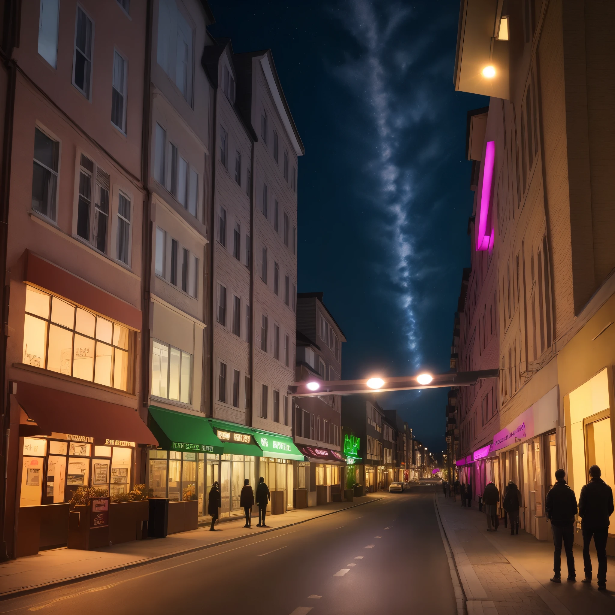 Solar street light,Generate a picture at night