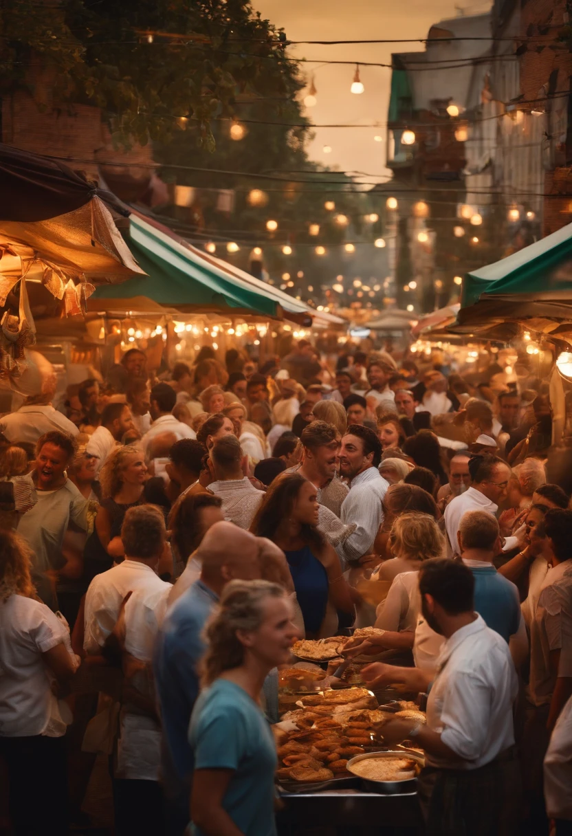 A photo of a crowded street festival with people dancing and eating street food,original,Angry deli dude is a middle aged Italian man that works at a deli making sandwiches