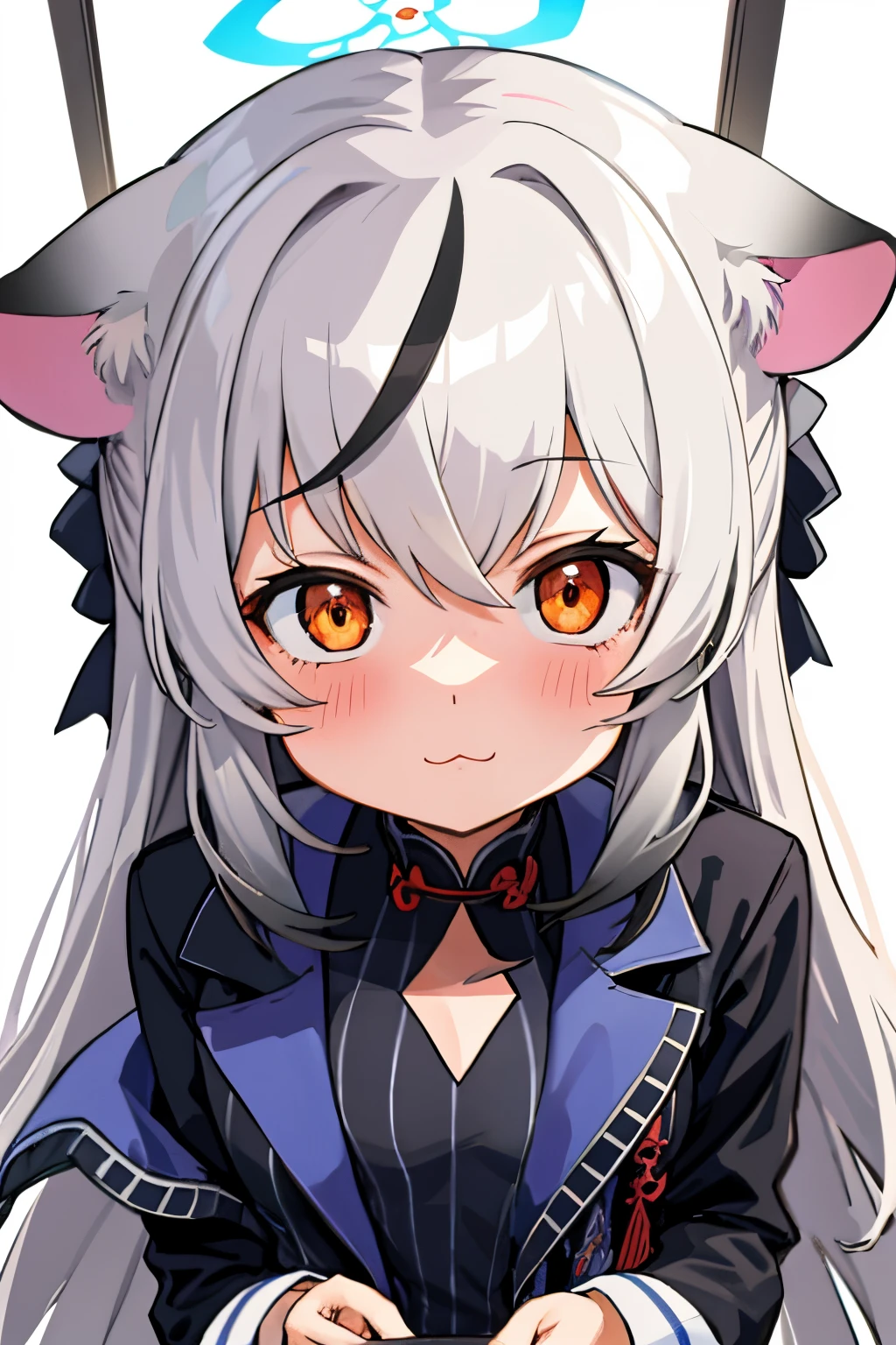 masterpiece, best quality, ultra-detailed, 1girl, kokona, indoors, orange eyes, :3,face, close-up