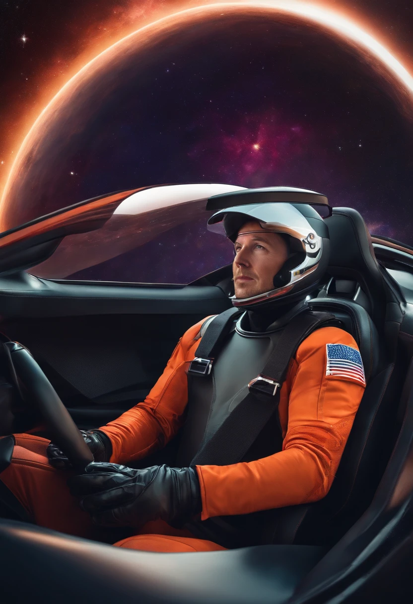 A video of the character driving a Tesla Roadster in outer space.,original,elon musk