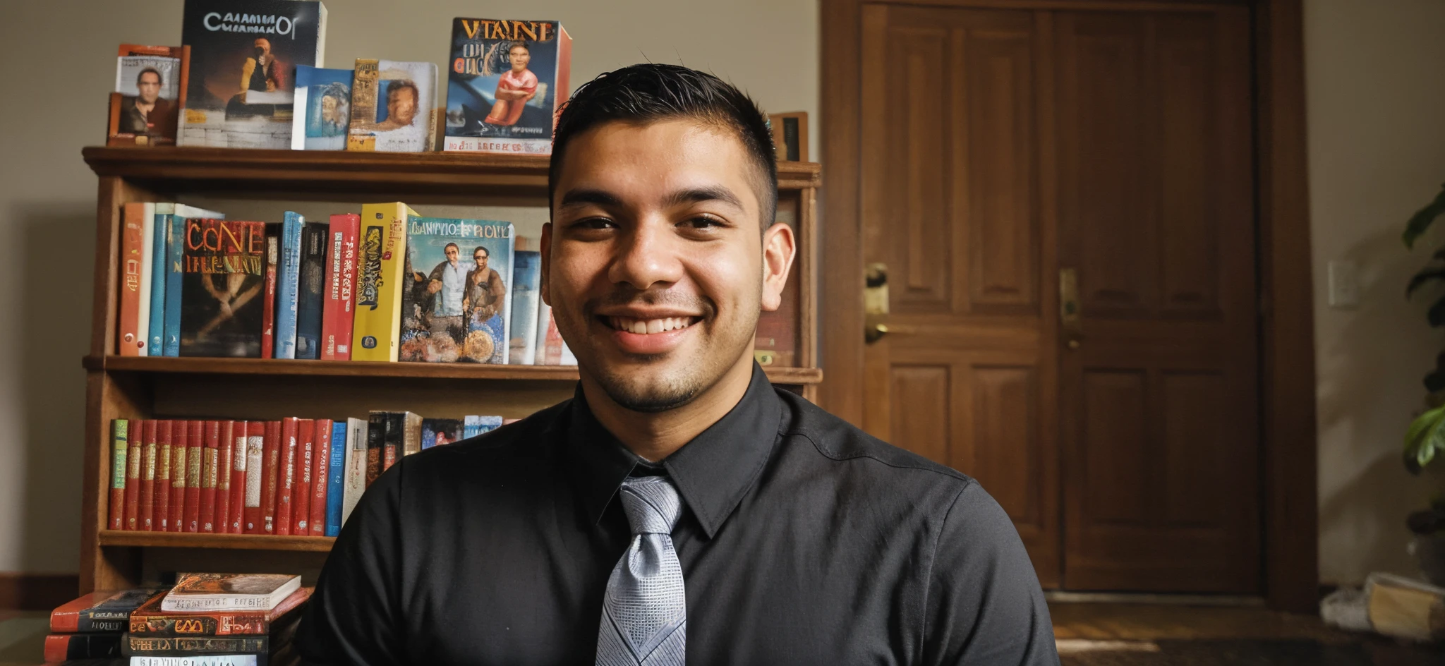 smiling man in a black shirt and tie in front of a book shelf, joseph moncada, david rios ferreira, caio santos, icaro carvalho, christian orrillo, henry ascensio, christian, daniel mirante, alex flores, edu souza, Henry Alvim Correa, salustiano garcia cruz, carmelo blandino