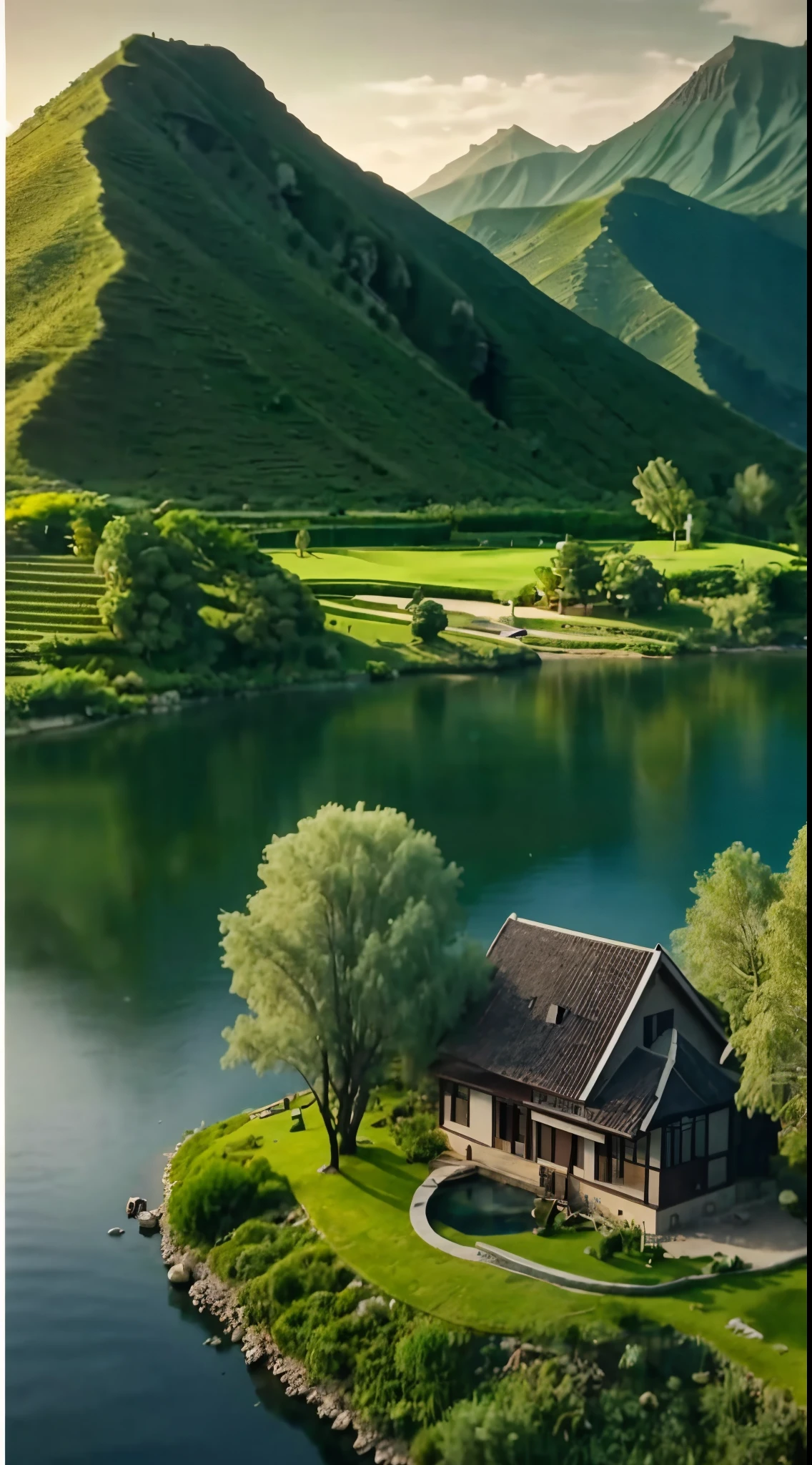 Alafid house on the island in the middle of the lake, Beautiful place, Stunning natural background, Peace and tranquility, peaceful scenery, Nature is really beautiful, very beautiful scenery, very very very beautiful scenery, very very beautiful scenery, amazing scenery, beautiful surroundings, Quiet environment, amazing scenery, Lake view room, beatiful house, All the beauty of nature