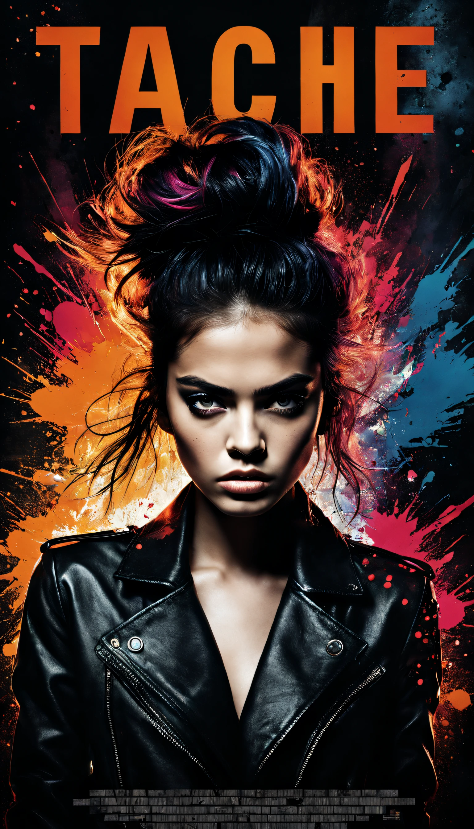 ((((dramatic))), (((gritty))), (((intense))) film poster featuring a young woman as the central character. She stands confidently in the center of the poster, wearing a stylish and edgy outfit, with a determined expression on her face. The background is dark and gritty, with a sense of danger and intensity. The text is bold and attention-grabbing, with a catchy tagline that adds to the overall feeling of drama and excitement. The color palette is mainly dark with splashes of vibrant colors, giving the poster a dynamic and visually striking appearance,tachi-e
(magazine:1.3), (cover-style:1.3), fashionable, woman, vibrant, outfit, posing, front, colorful, dynamic, background, elements, confident, expression, holding, statement, accessory, majestic, coiled, around, touch, scene, text, cover, bold, attention-grabbing, title, stylish, font, catchy, headline, larger, striking, modern, trendy, focus, fashion,