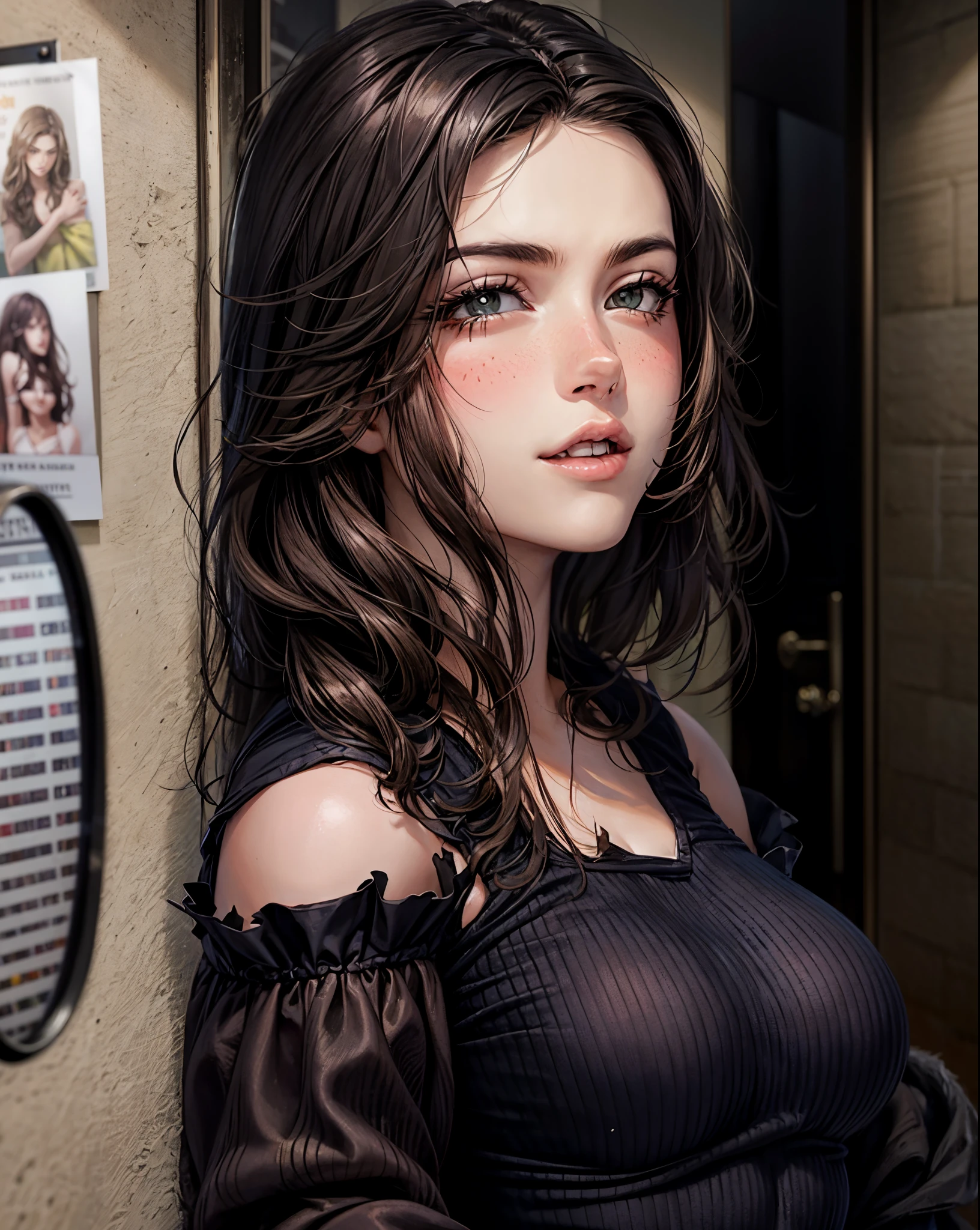 arafed woman with long hair and a black top posing for a picture, anastasia ovchinnikova, photo of a beautiful woman, attractive woman, phoebe tonkin, attractive girl, dark - hair, dark-hair, sexy girl with dark brown hair, pretty female phoebe tonkin, girl with dark brown hair, wonderful dark hair, portrait of megan fox