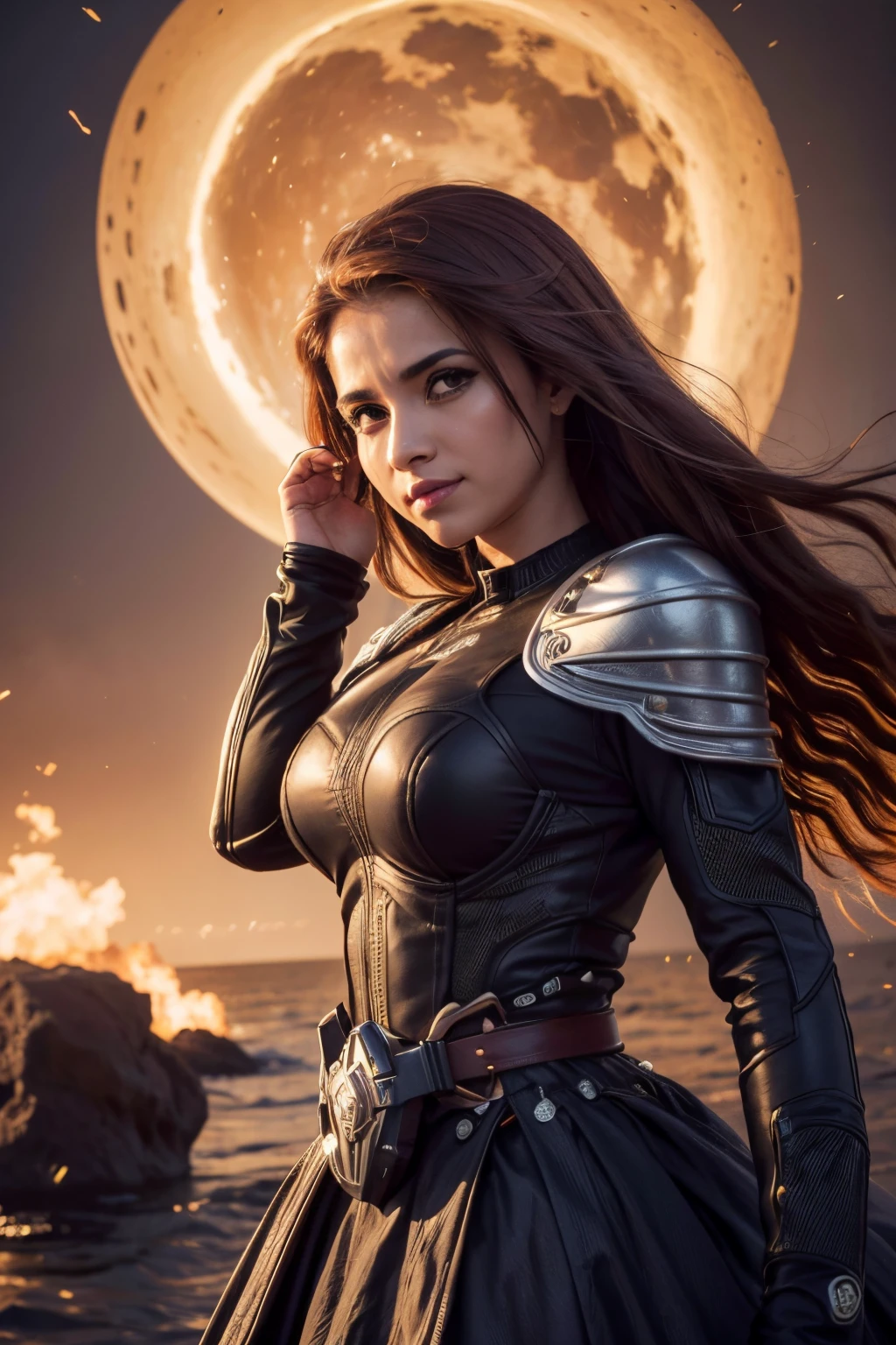 (melhor qualidade, 4k, highres, ultra-detalhado), cores vivas, de cabelos castanhos, olhos azuis escuros, foco nítido