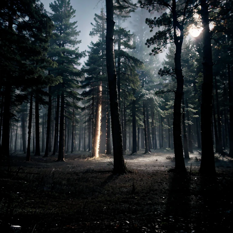 Dark Mystery Forest, Dark temper, foggy, glossy, moon