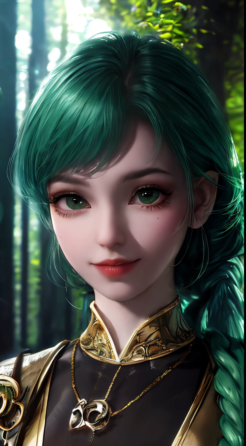 ultra-detailed, masterpiece, highest quality, love letter, pov,smile,Close-up of a stream flowing through a lush green forest, ross tran. scenery background, ryan dyar, environment painting, Beautiful oil matte painting, photorealistic landscapes, 4k hd matte digital painting,