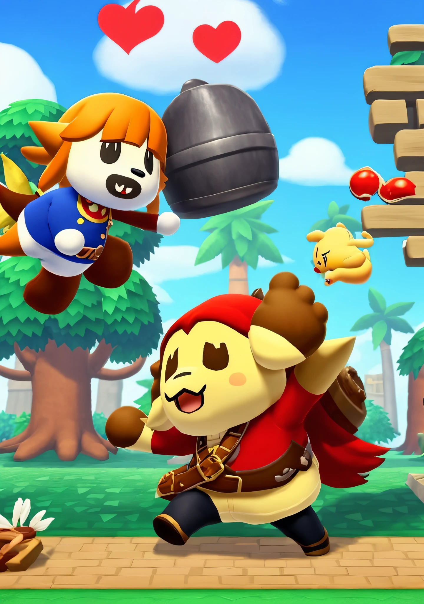 ganondorf from legend of zelda smashing isabelle from animal crossing new leaf