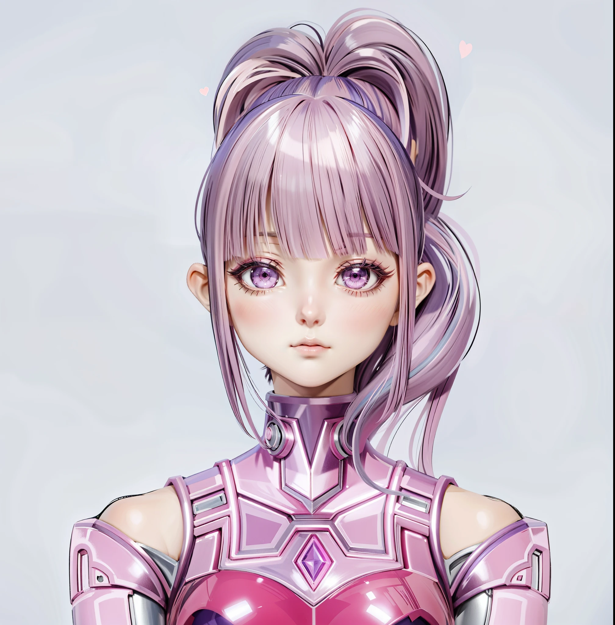 Anime girl in a purple dress with pink hair and a heart, portrait knights of zodiac girl, portrait anime space cadet girl, knights of zodiac girl, juri misaki, Portrait of a female anime hero, pink twintail hair and cyan eyes, a female anime character, Anime Character, anime style character, Perfect Anime Cyborg Woman, biomechanical oppai
