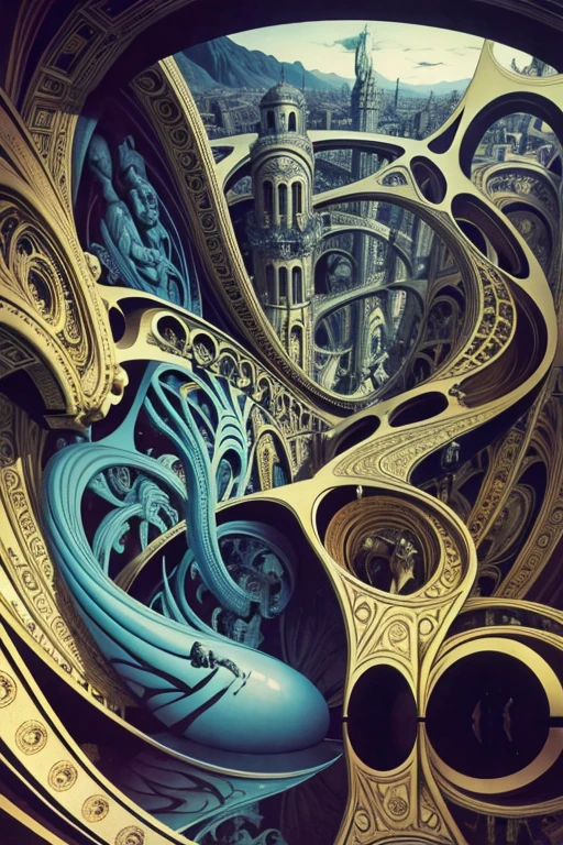 salvador dali, H R Giger, and Mc Escher,