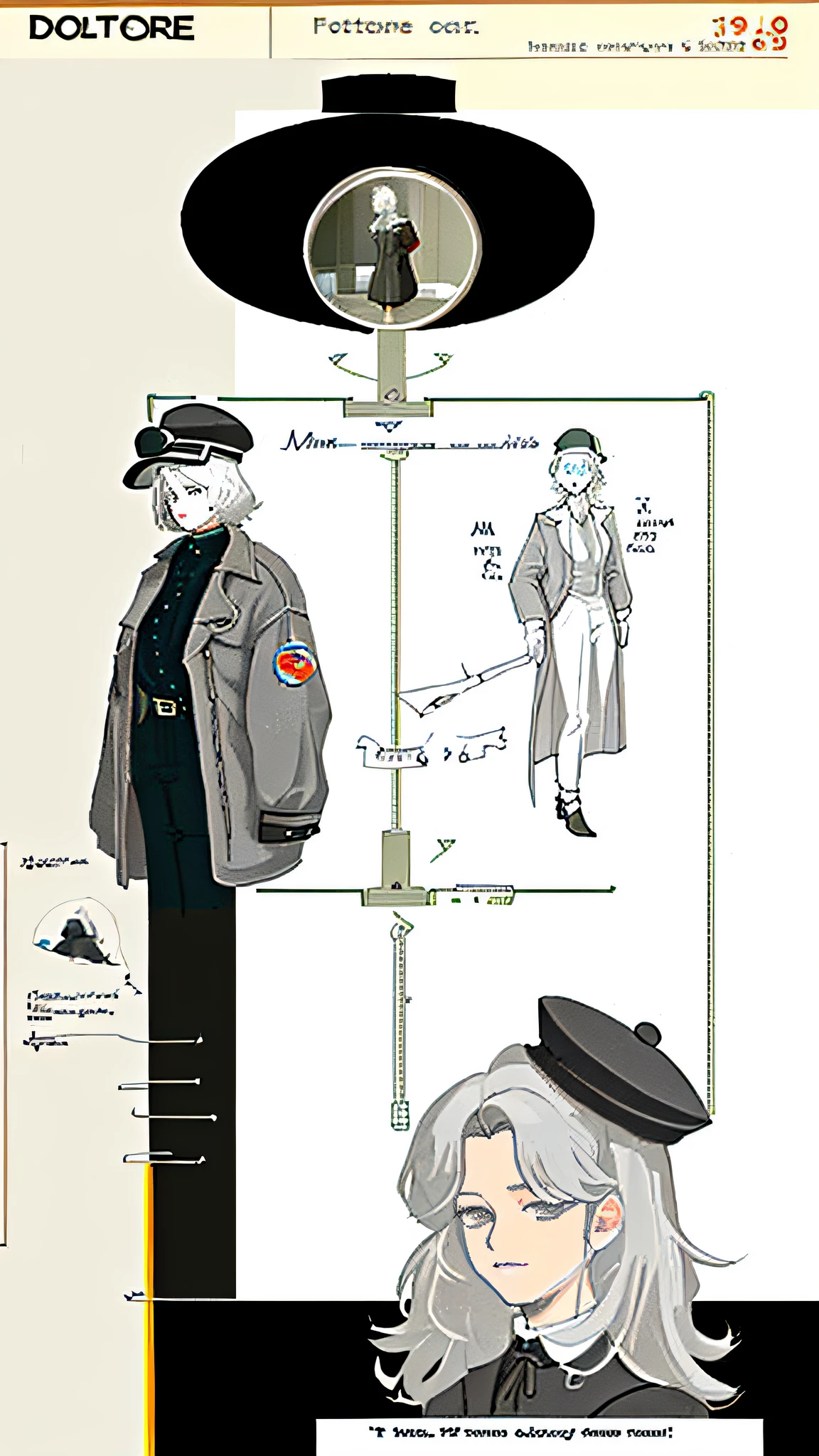 back to the future 1999，victorian age，Female detective，magnifying glass，Hats，White hair，Long gray hair，fiction，Game standing diagram，coloured photo，pixiv，Teenage girl，Extremely quality，fully body photo