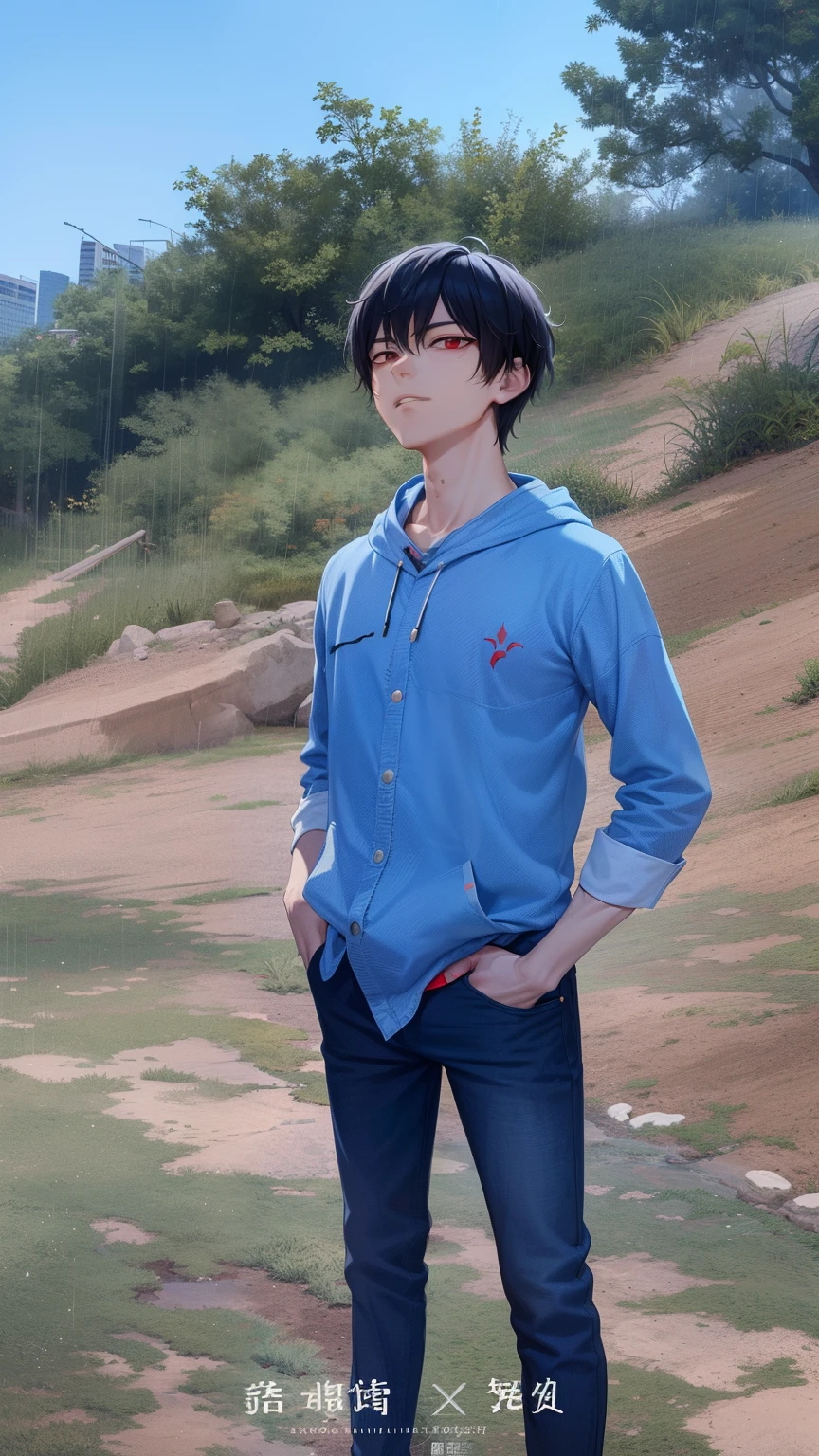kk, best quality, more details, mastery, 1boy, kaneki ken, portrait, male focus, red eyes, solo, bangs, looking at viewer, hood, short hair, rain, tokyo tokyo \(city\), hijabi sluty,Nail polishing,whaite hair,Luxury,8k,the detail,Ray traching,depth of fields,电影灯光,