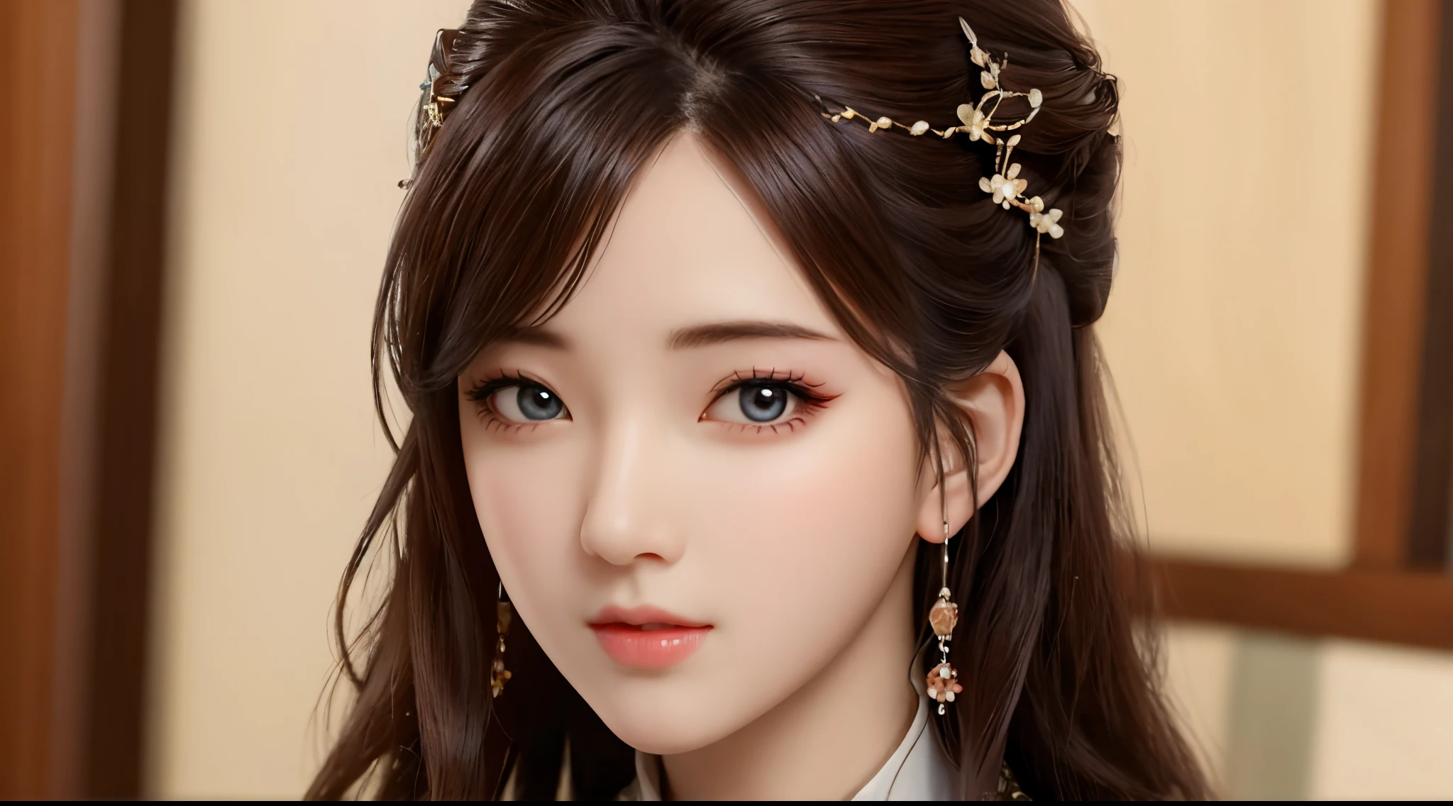 1girl, beautiful face, high detailed realistic eyes, double eyelids, high detailed realistic pupils, upon body from head to waist