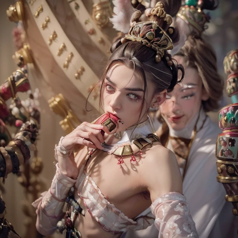 (8k, RAW photo, best quality:1.5), (androgynous male, rat king, nutcracker ballet, groin pain, ballbusting, desperate, pleading, homoerotic, looking at viewer, solo portrait:1.65)