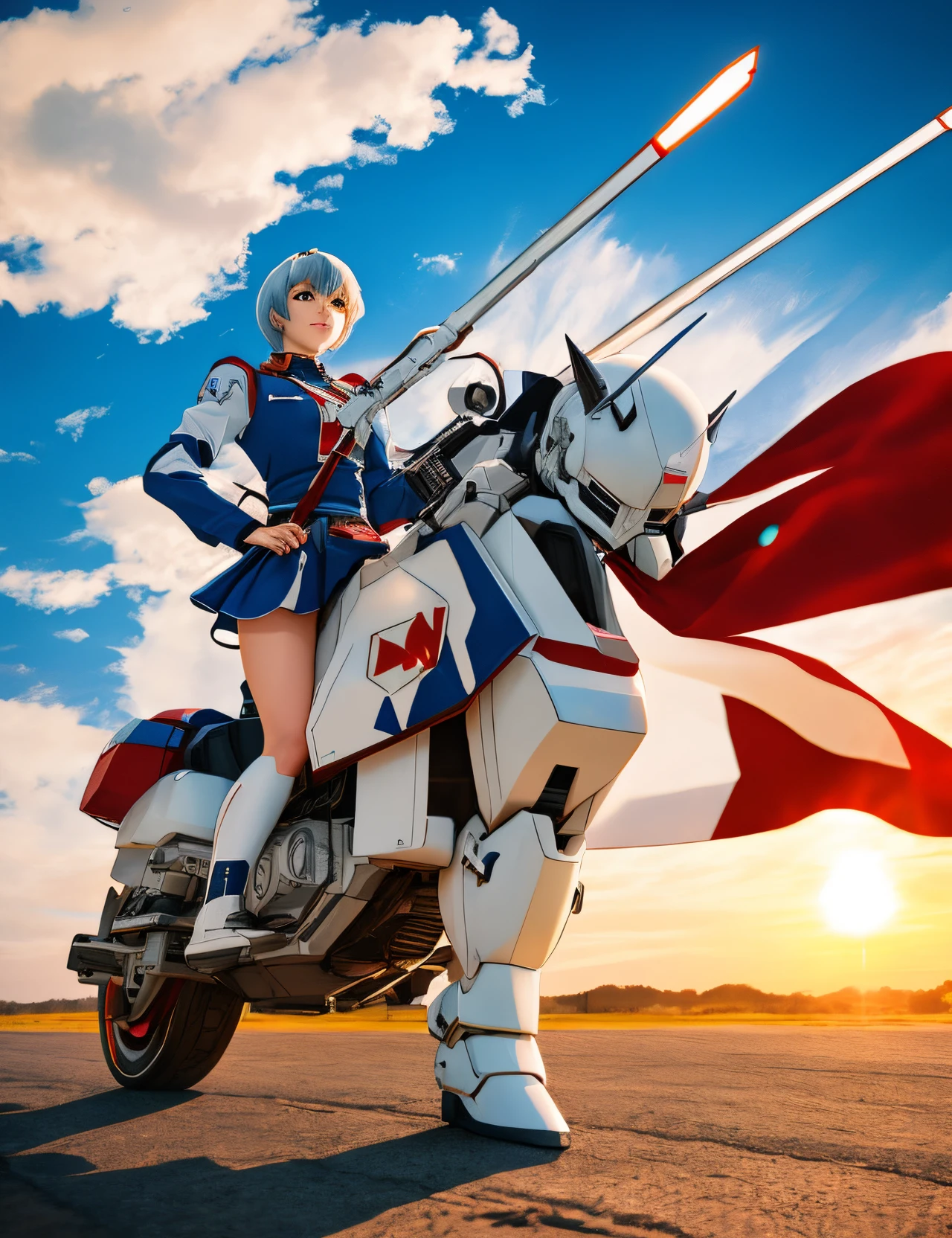 Rei Ayanami riding Gundam