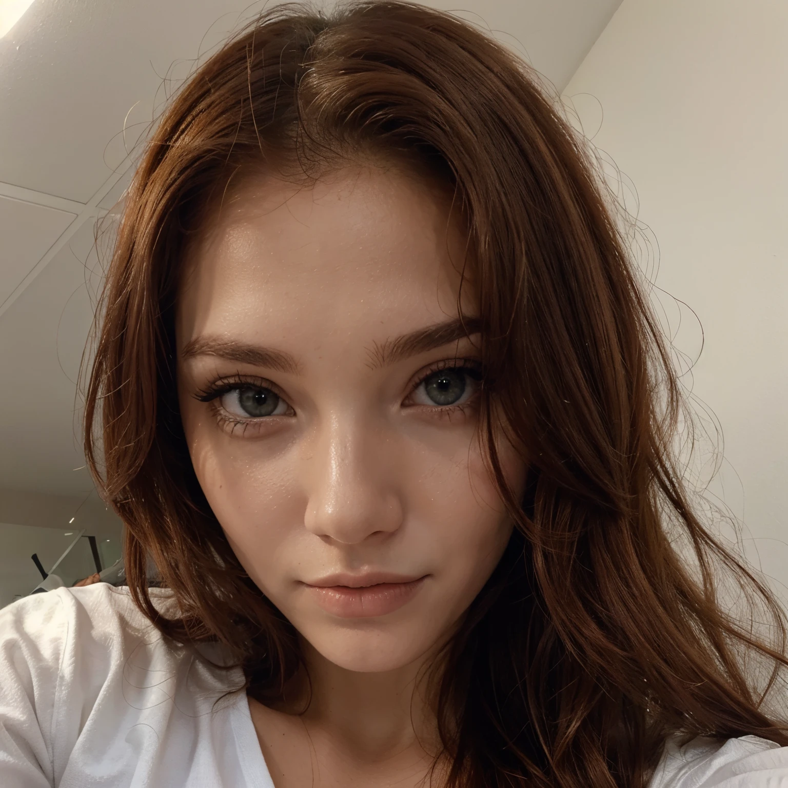 Jeune rousse qui fait un selfie