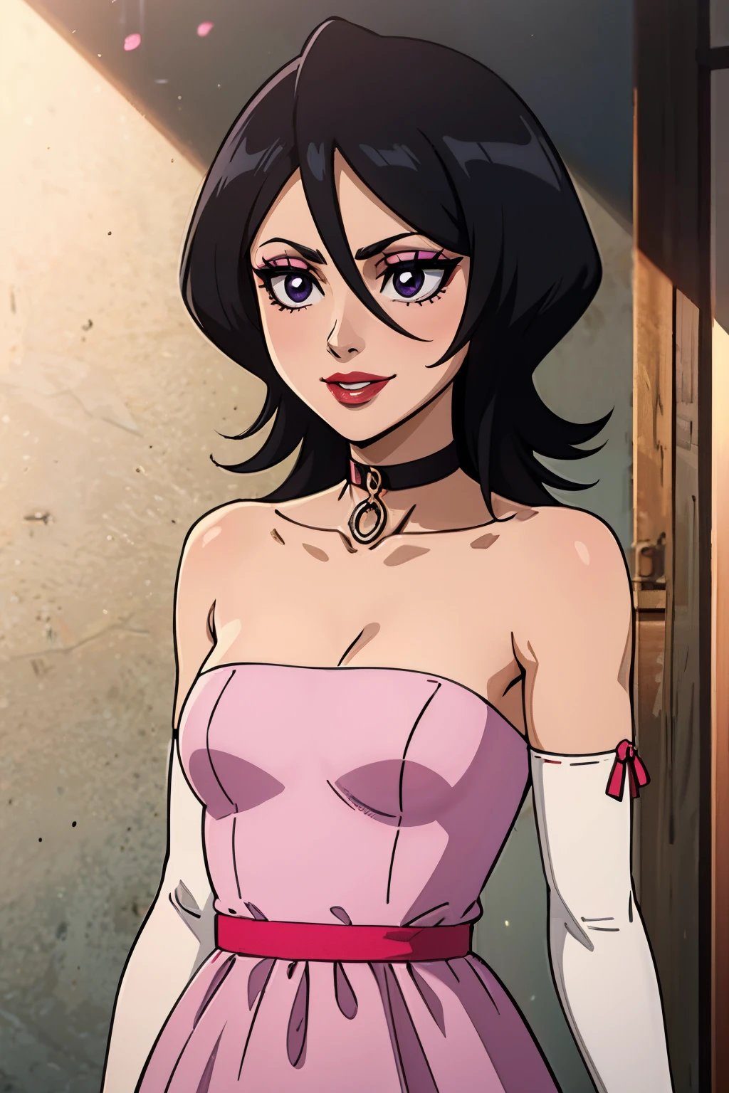 (Masterpiece:1.4), (4k wallpaper:1.4), (Best quality:1.4), (High resolution:1.4), HxHmachi, 1fille, seulement, cheveux roses, (lipstick:1.4), (Queue),(bra:1.4), sur un lit