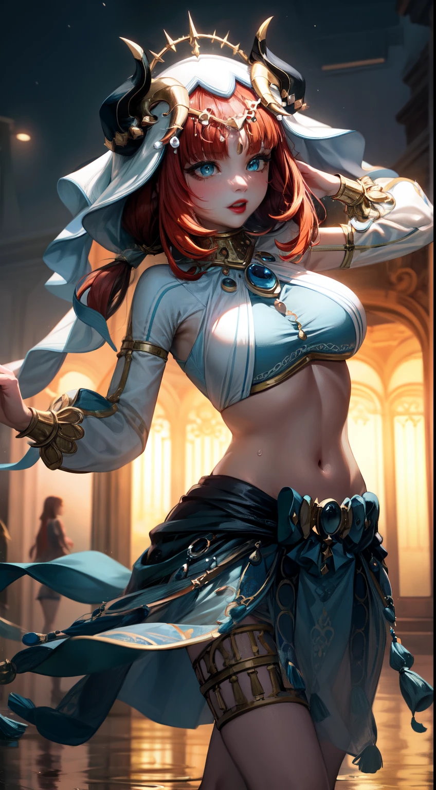 Kushina, prostitute, best quality: 1.1, 1 girl, (blue eyes), detailed green eyes, well-aligned eyes, extremely detailed face, blushing cheeks, perfect face symmetry, smiling, embarrassed, (kunoichi clothes), BREAK intricate details on hands, intricate details on fingers, (huge) breasts, crimson hair, detailed hair, long hair, defined figure, thick muscular legs, small defined waist, voluptuous body, lascivious woman, nymphomaniac woman, dynamic pose, Interacting, ((simple white background): 1.5)
(((Cabelos chaceados)))
Sem erros
Qualidade boa
Só dois braços
Fazer mãos certas
5 dedos cada mão
Simetria
(((Sem erro)))