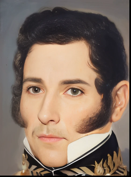 Arafed retrato de um homem em um uniforme militar com barba, costeletas de carneiro, inspired by Horace Vernet, inspirado em Cristache Gheorghiu, costeletas, inspirado em Prince , inspired by Benito Quinquela Martín, com bigode aparado, inspirado em Gawen Hamilton, historic portrait, cabelo de nabo