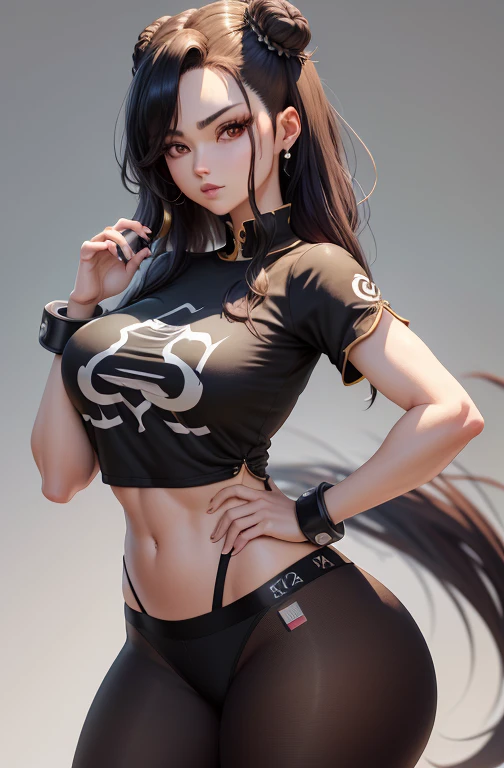 Garota de anime com cabelos preto, com dois coques , posando nua, Artgerm extremamente detalhada, arte de anime digital detalhada, camisa branca com decote, peitos grande, saia curta branca mostrando a calcinha vermelha