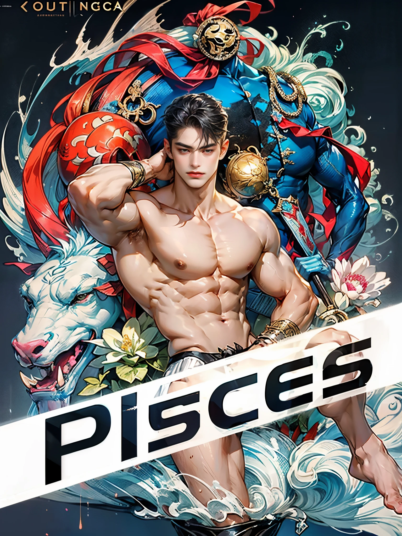 Sculpture design，人物，GK model，male people，（The whole body of the character），Expose muscles，（sexy for），（Exquisite base），The colors are bright，Lots of colors，Handsome cybernetics boy looking at camera lingerie detailed muscular reality masterpiece，musculous，The back of the character