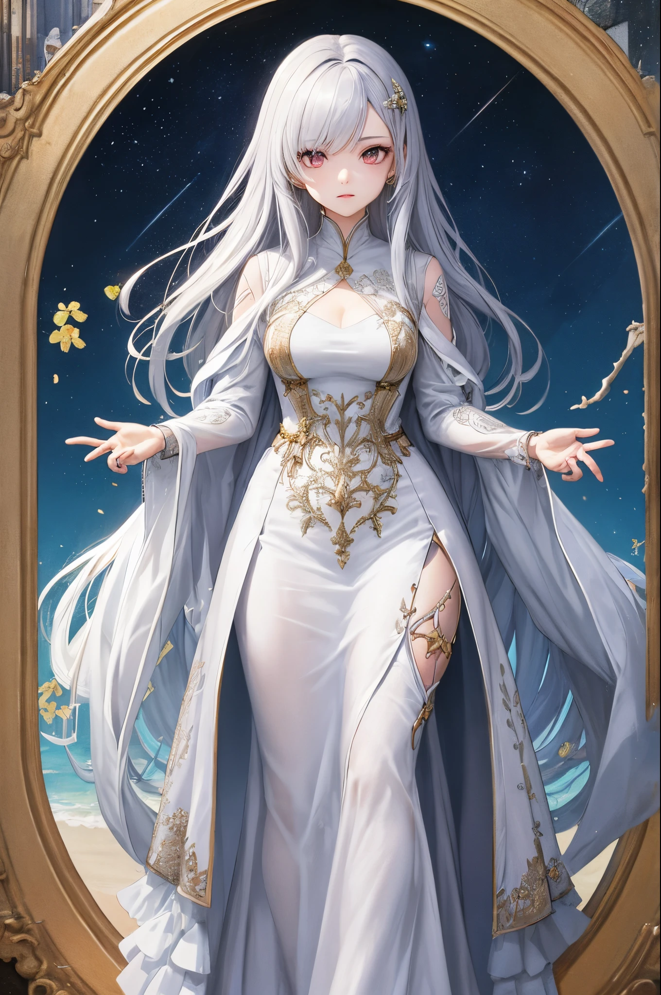 (Masterpiece, Best Quality, Highres:1.4), Detailed, Intricate Details, 4K,
color splashes, line art, art, fibonacci,