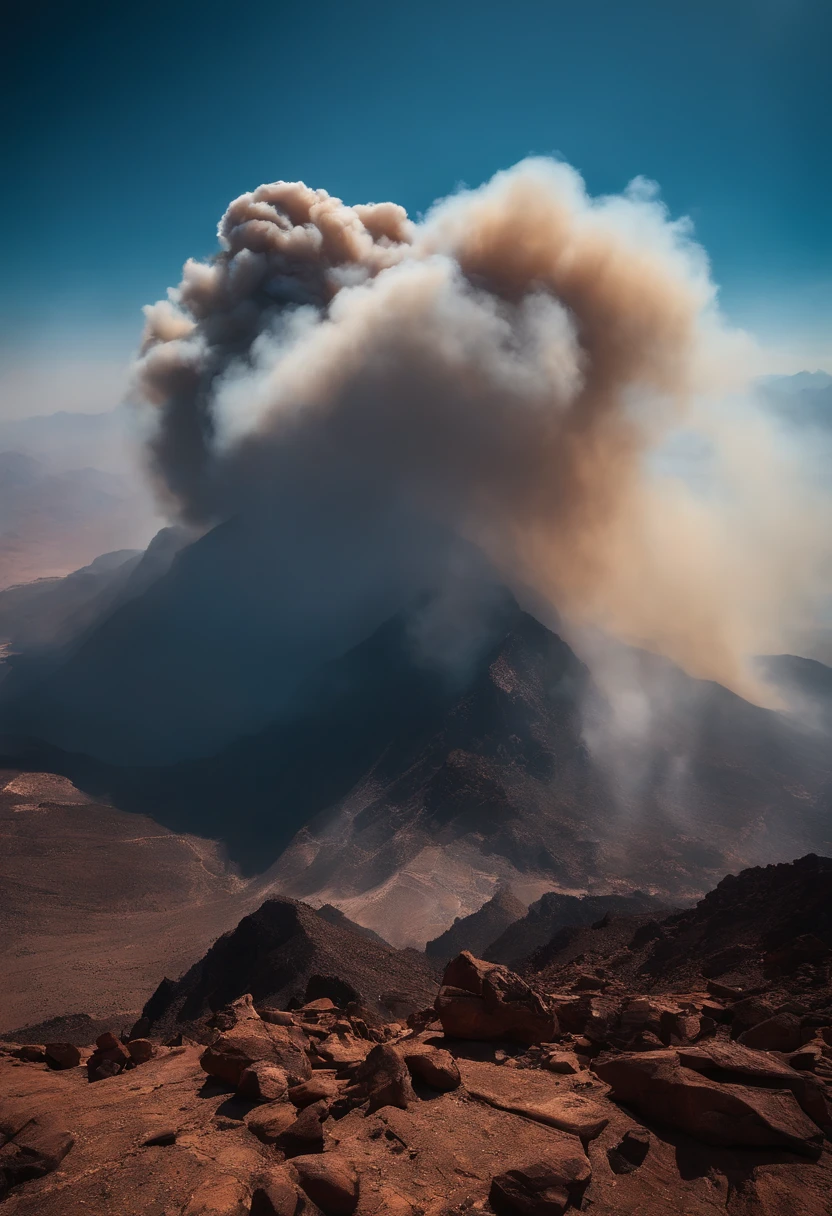 rochedo, granizio de fogo, porta do inferno, Post-Spartan Battle scenario, detailed single piece, 8k, Depth view, caotico, deslumbrante, super realista, An apocalyptic scenario with dark smoke