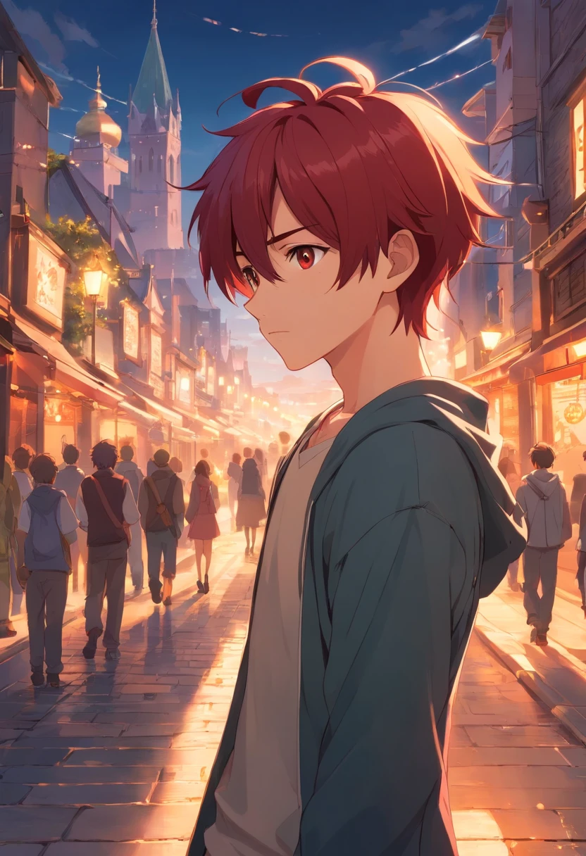 a 17 year old man, red hair, rebellious, impetuous, Want to use a sense of superiority to prove that you are better than others，But I don't know how to deal with feelings. medieval times
