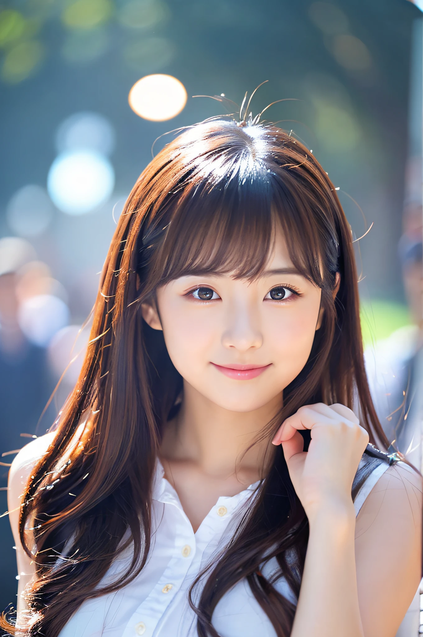 top-quality、hight resolution、A cute woman between the ages of 18 and 24 with an idol face.、unclear、二重まぶた