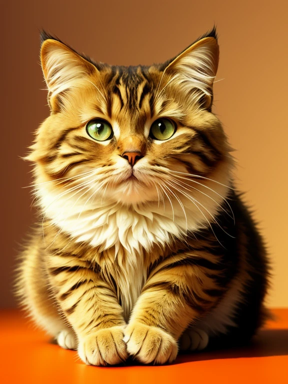 This is an English prompt optimized for a given topic and using a stable diffusion prompt format:

((tmasterpiece)), Best quality at best, A high resolution, Surreal, Detailed pubic hair, Amazing, The beautiful, dynamic angle, dynamicposes, A furry one、chubby garfield cat, hang out, Relaxed and lazy expression, orange and black fur, sbeard, Big green eyes, Bottle, gentlesoftlighting, coloured background, Playful atmosphere.