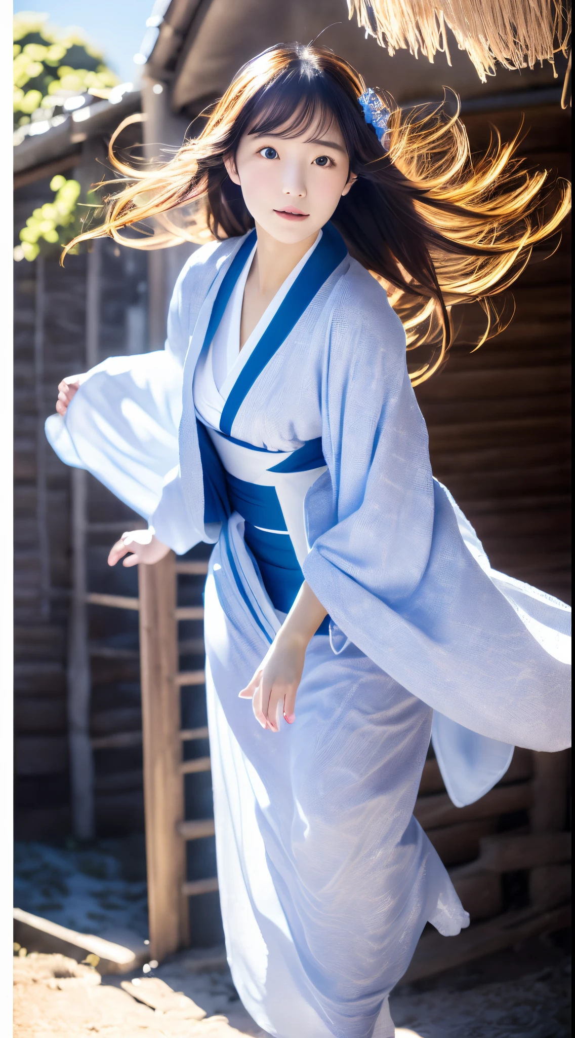 ((Kimono))、(full body Esbian)、(top-quality,​masterpiece:1.3,超A high resolution,),(ultra-detailliert,Caustics),(Photorealsitic:1.4,RAW shooting,)Ultra-realistic capture,A highly detailed、 Skin texture is natural、25-years old、The skin looks healthy with an even tone、 Use natural light and color、One Woman,japanes、A dark-haired,Middle hair,、(Falling snow:1.1)、(Hair swaying in the wind:1.3)、(Snow reflects light)、Light in the eyes、Looking at the camera
