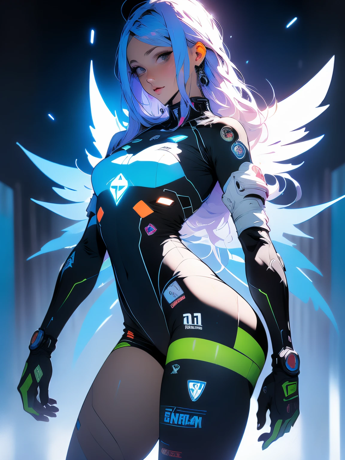 (cowboy shot), (masterpiece), (best quality:1.0), (ultra highres:1.0), highly detailed face and eyes,
BREAK
<lora:Yamato:0.8> Yamato, white hair, green hair, sidelocks, ponytail, horns, posing
<lora:chaosphcos:0.6> chaosphcos, mechanical wings
BREAK
cyberpunk, gorgeous view
