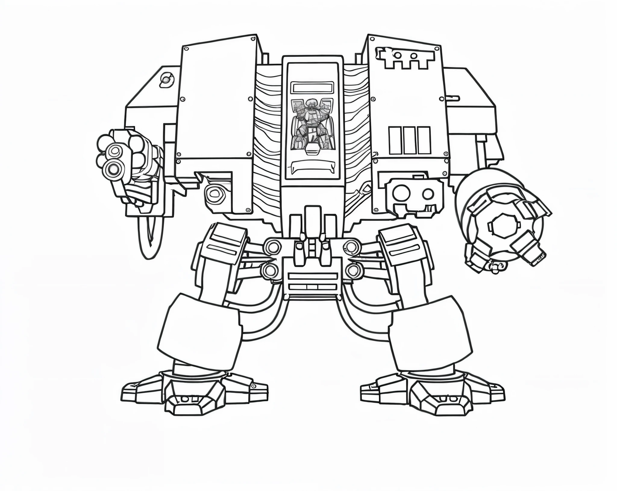 a drawing of a robot with a gun and a helmet, comic book style battlemech, battlemech, mech shaped like a battleship, giant robot mech, battle mech, giant mech, mech robot, collosal mech, heavy lineart, mega humanoid mech, SDF-1 from robotech, mech warrior, mech body, an anime large mecha robot, white mech bot