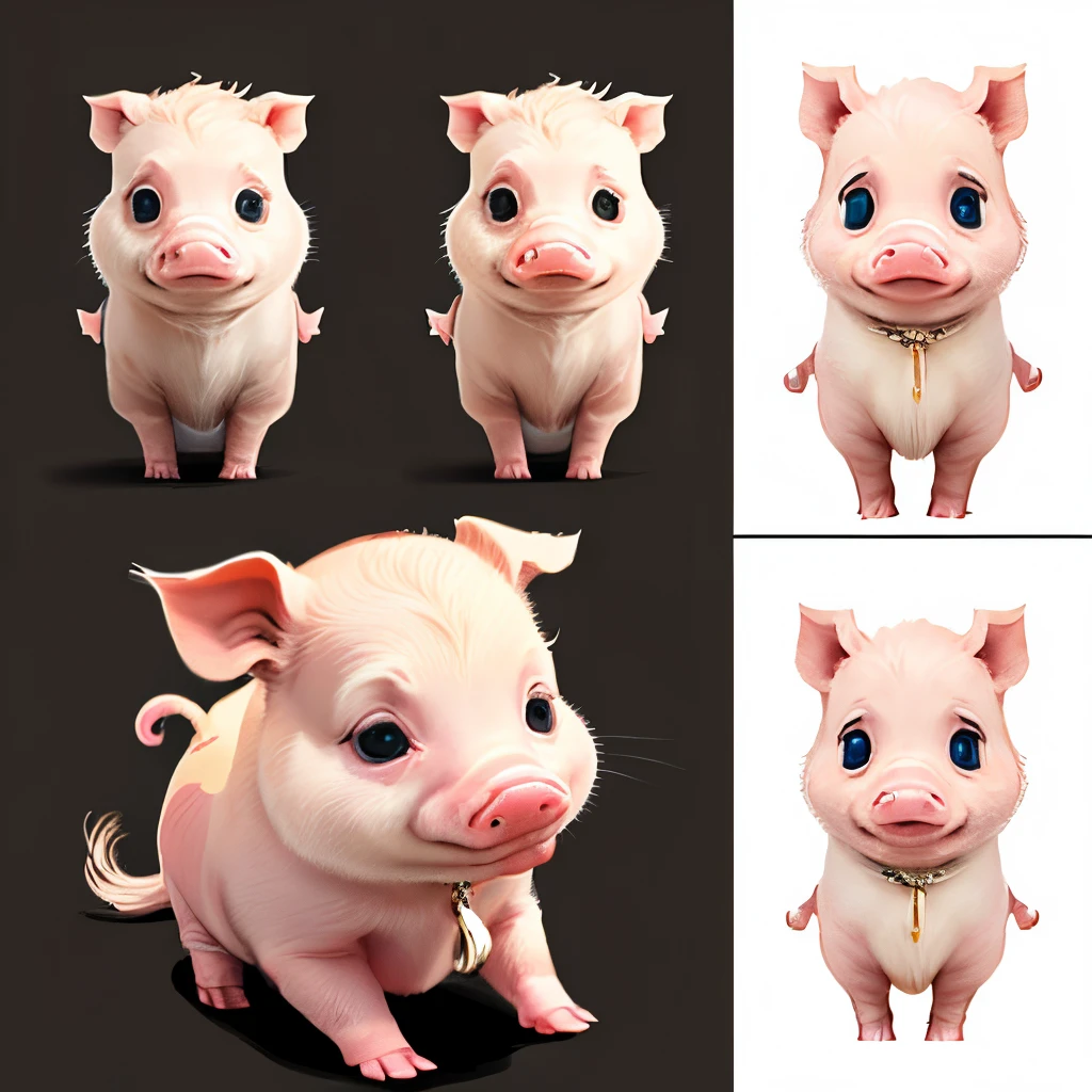 Cute little piglet,cartoony,personification,multiple angle,Emoticon pack