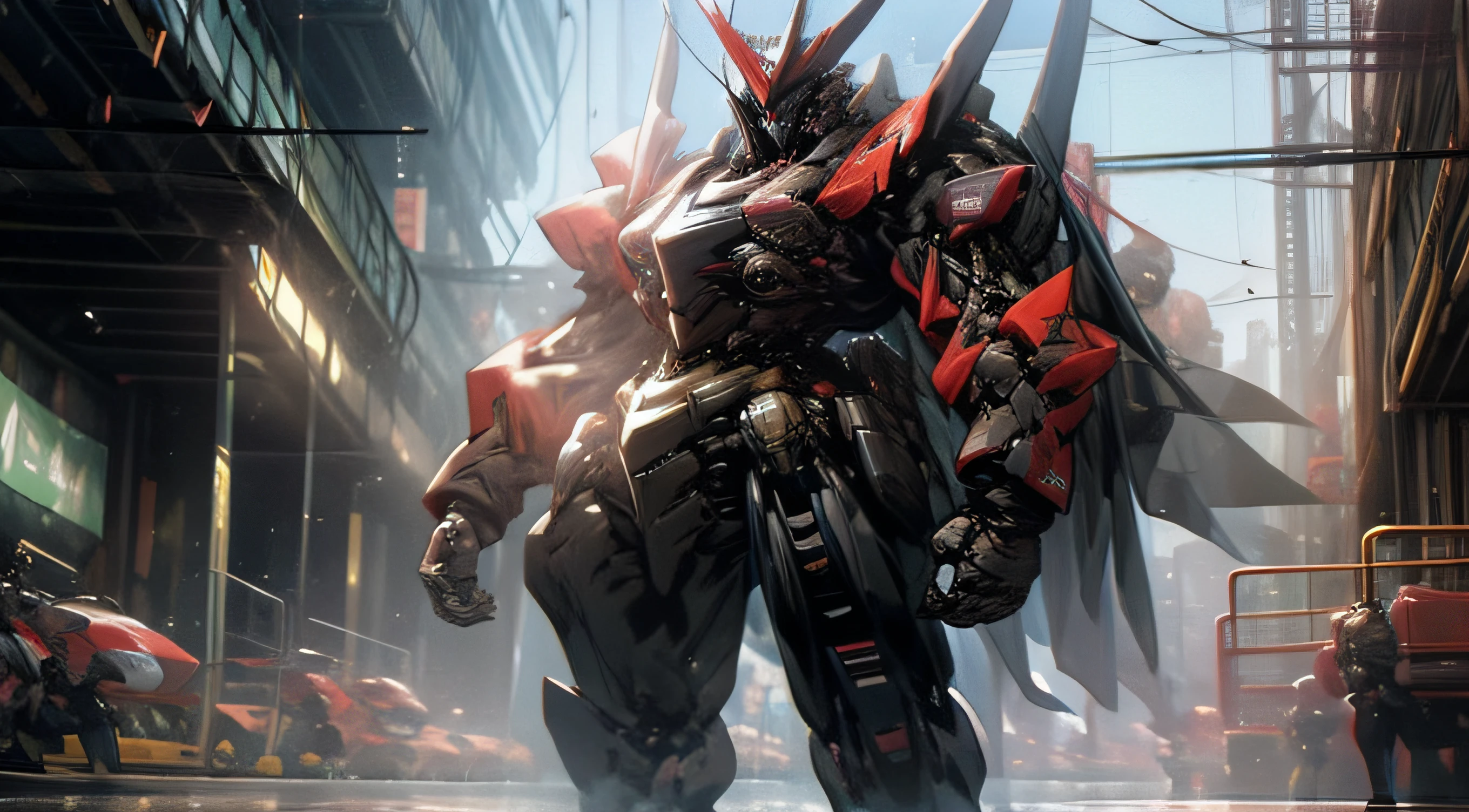 (scenery),(huge black mecha army)