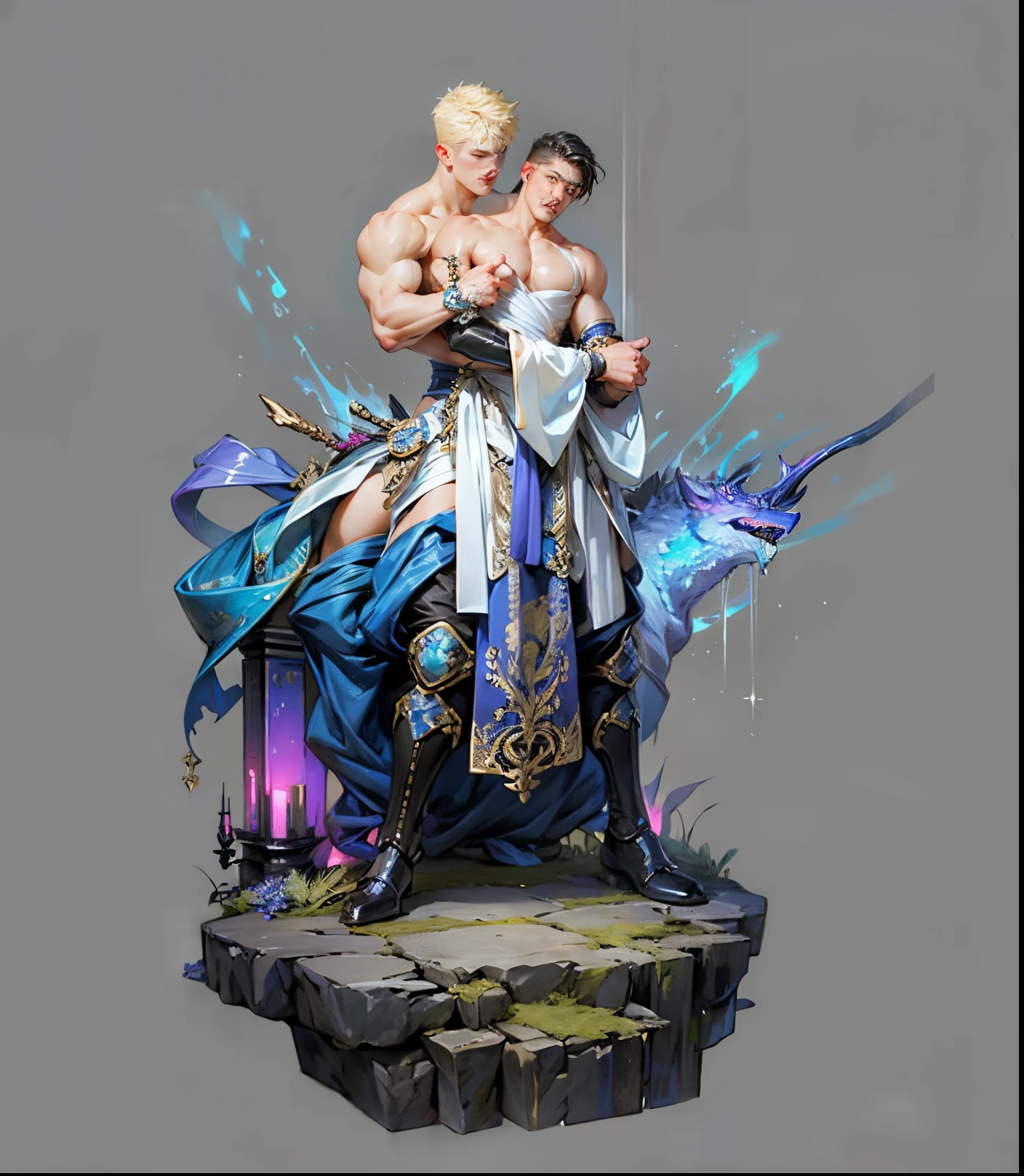 Sculpture design,人物,GK model,male people,(The whole body of the character),Expose muscles,(sexy for),(Exquisite base),The colors are bright,Lots of colors,Handsome cybernetics boy looking at camera lingerie detailed muscular reality masterpiece,musculous,The back of the character