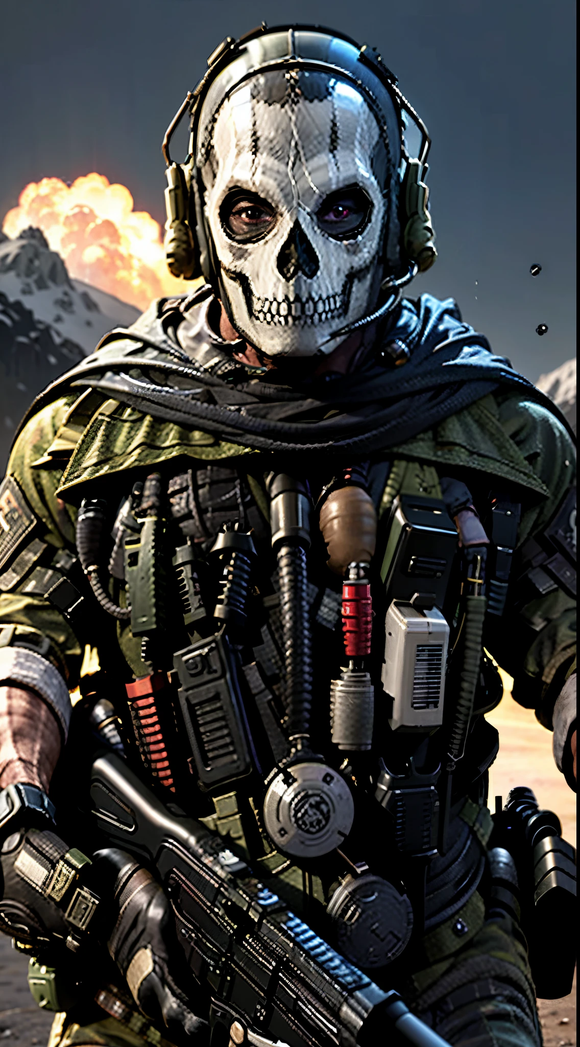 Special Forces emblem, First person shooter style, GH0st is located in the mountains