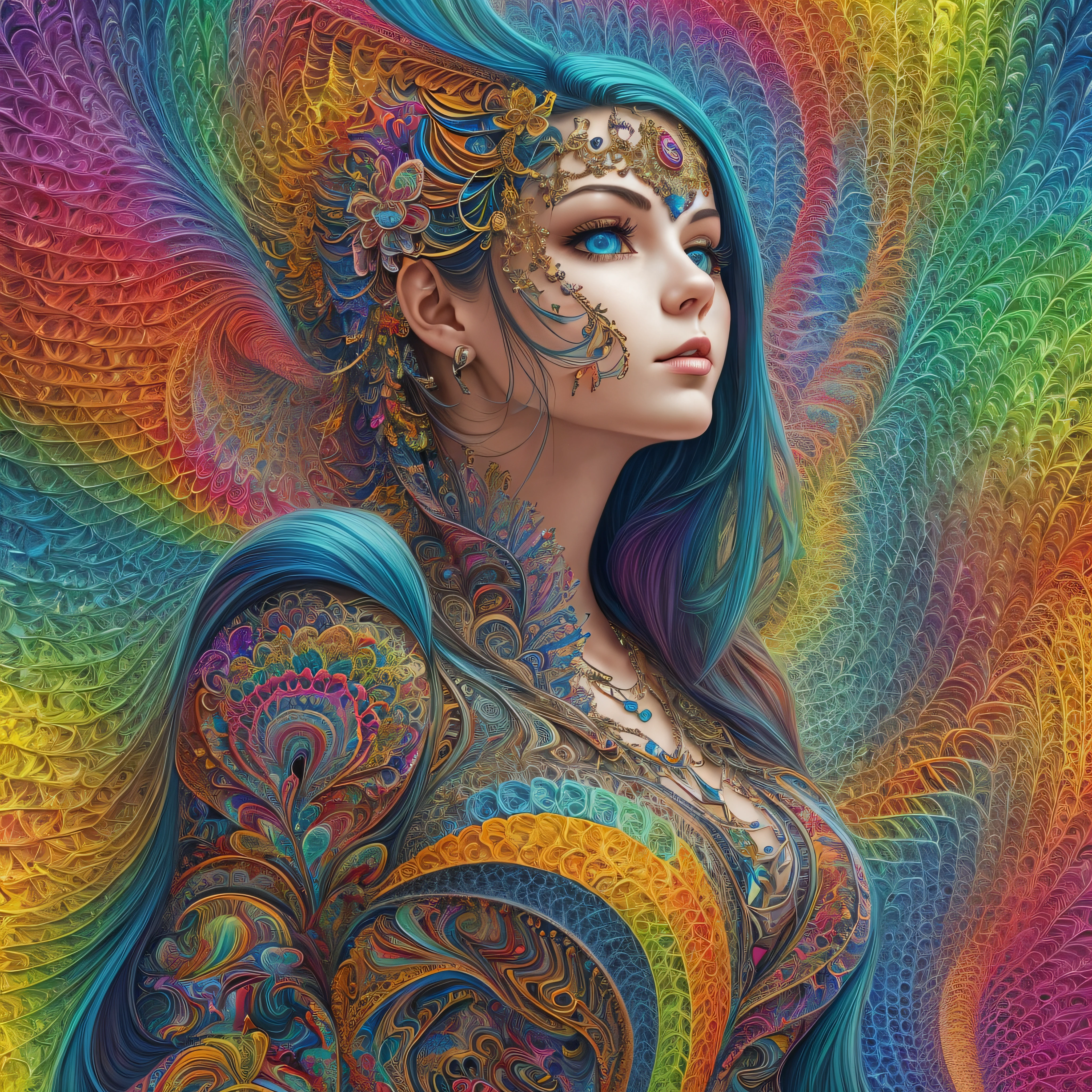 (masterpiece, top quality, best quality, official art, beautiful and aesthetic:1.2), (1girl), extreme detailed,(fractal art:1.3),colorful,highest detailed