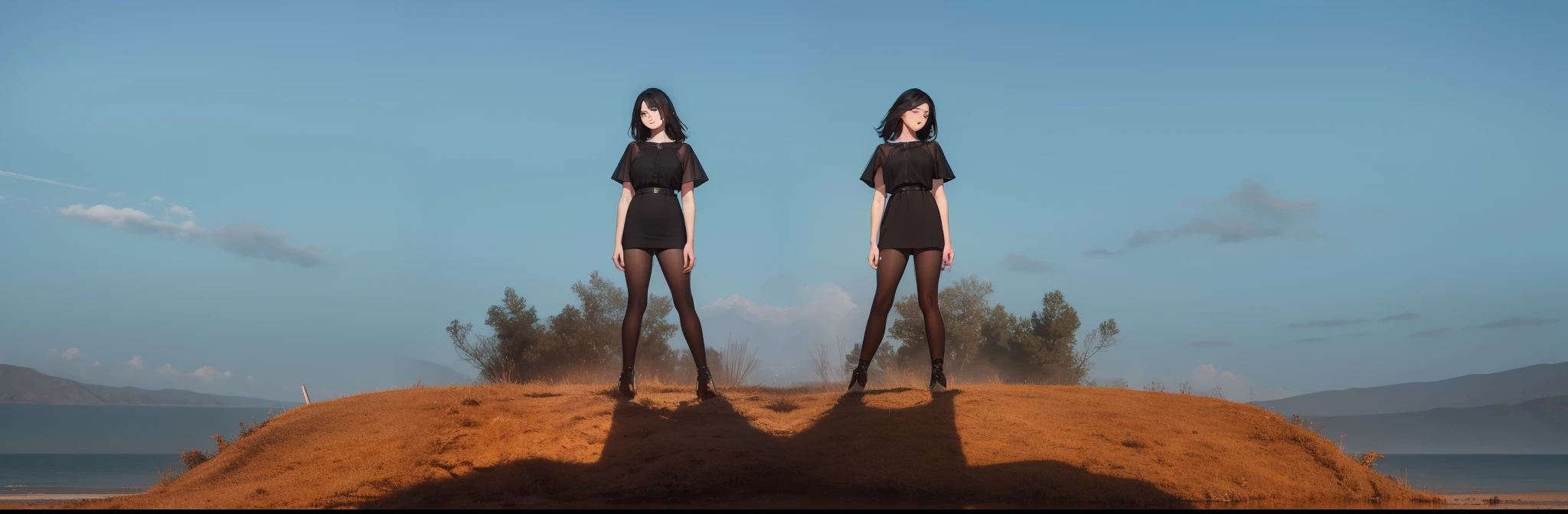Arte estilo vidriera de retrato de cuerpo completo de una hermosa chica con cabello negro cortado en traje con una hendidura profunda、colorido、Fotorrealista、alto contraste、Antecedentes altamente detallados,realista,Ultra-detallado,Super detailed skin,Resplandor ligero,Film grain,Expro II,Destello de lente,afilar,cinematic shadow, Antecedentes altamente detallados,realista,Ultra-detallado,Super detailed skin,Resplandor ligero,Film grain,Expro II,Destello de lente,afilar,cinematic shadow