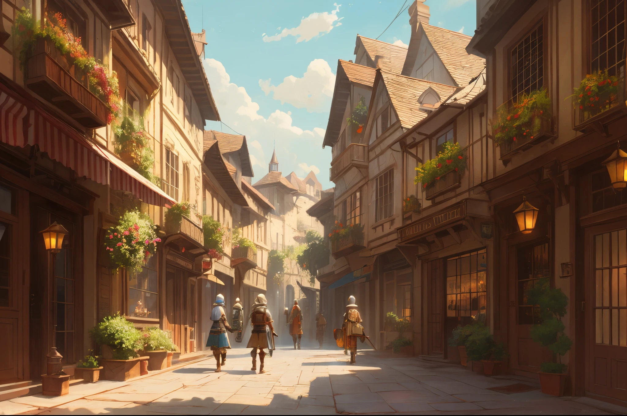 Prompt:  clean pixar art, medieval town center craig mullins sparth, JRPG, pixiv, muted colors, minimalism, -- ar 7:4 --auto --s2
