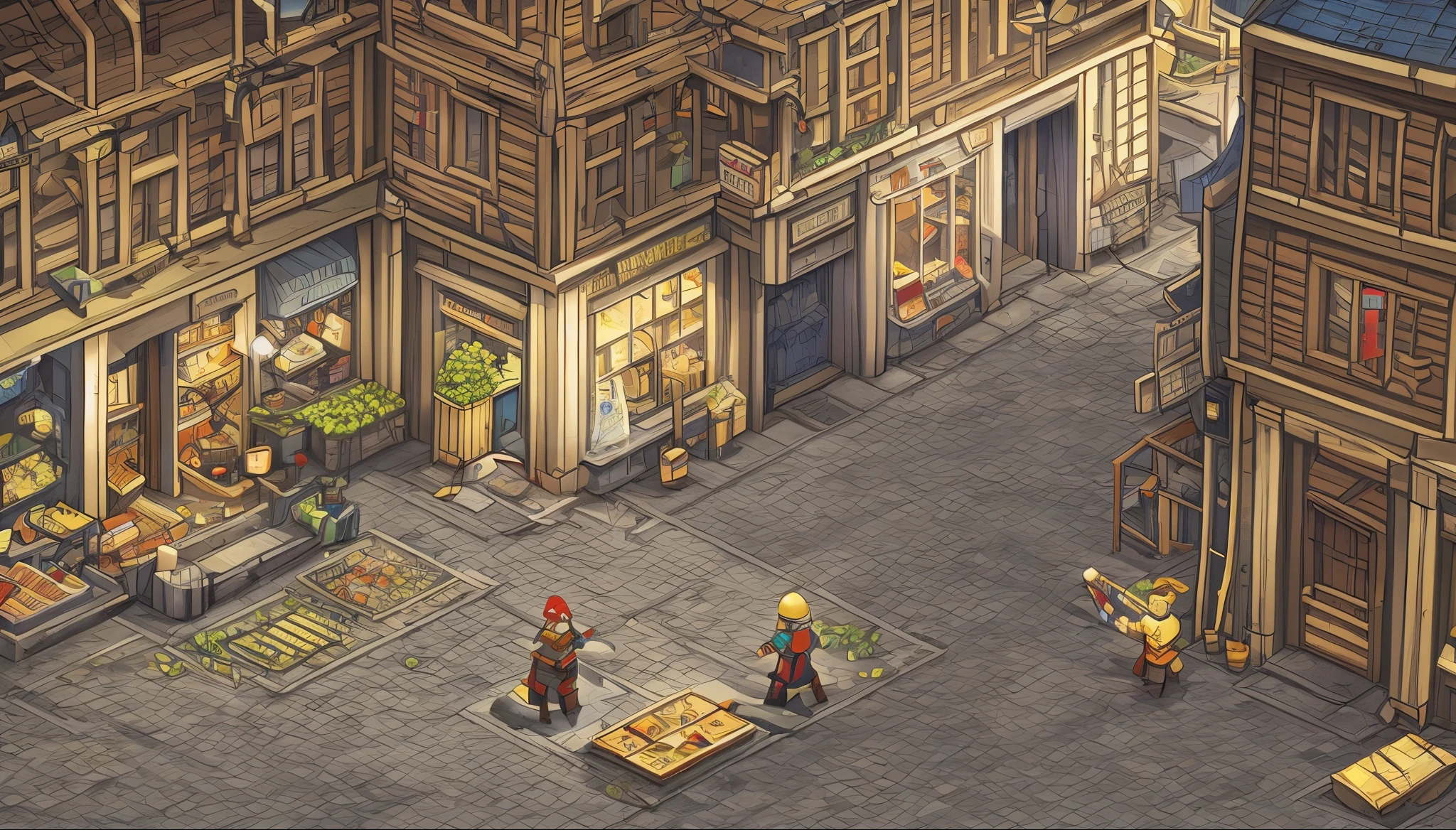 Prompt: Isometric clean pixel art, medieval town center craig mullins sparth, JRPG, pixiv, muted colors, minimalism, --auto --s2