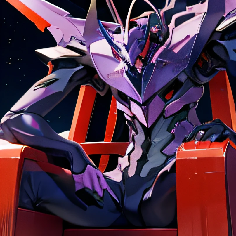 evangelion beast mode, evangelion third impact inspired, EVA unit 0 1 has a person sitting on it。