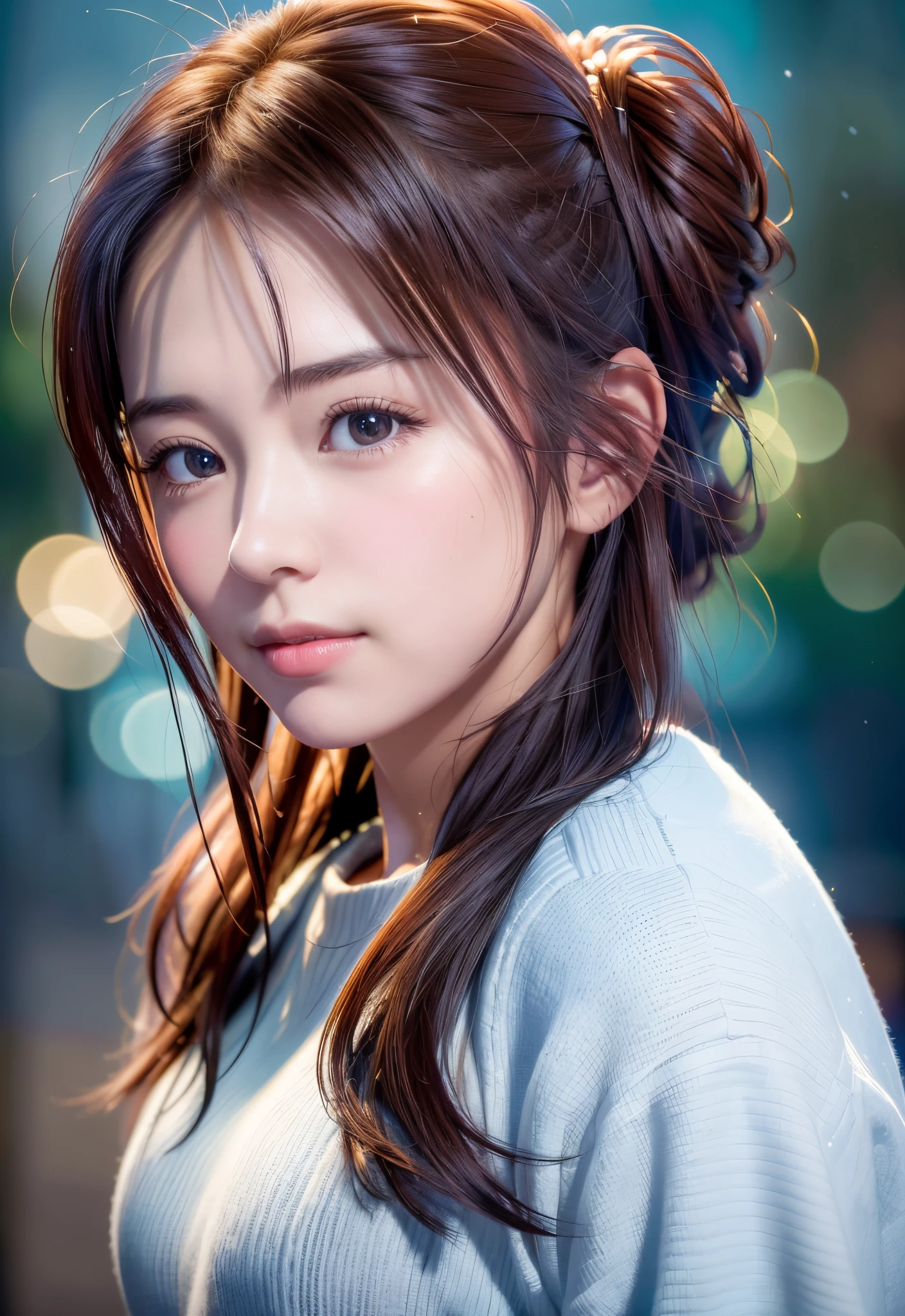 (Wangyi:0.9),Realistic, 8K, (Photorealistic:1.4), Beautiful eyes, Best Quality, Ultra-detailed, 1girl in, Smile, Photon mapping, Physically-based rendering, (((looking in camera))), Realistic, Solo, day, Glowing skin, (((Bokeh background))), (Gravure Pose)