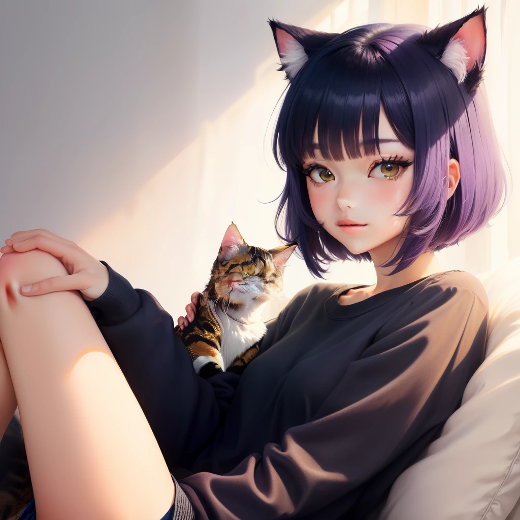 cat ear fleece boa bob cuts Anime style