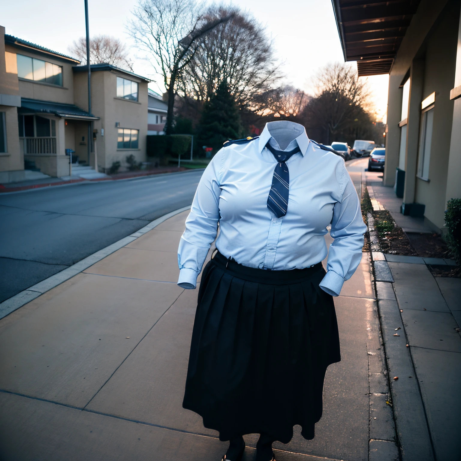 chubby, fat, school uniform, school tie, going home from school, (wet clothes), (Swayback stance, Seductive pose), (invisible:1.5, no humans:1.5, headless:1.5, faceless:1.5), (cute big breasts), (8k, RAW photo, best quality, masterpiece:1.2), (realistic, photo-realistic:1.37), photon mapping, radiosity, ((Hasselblad photography)), physically-based rendering