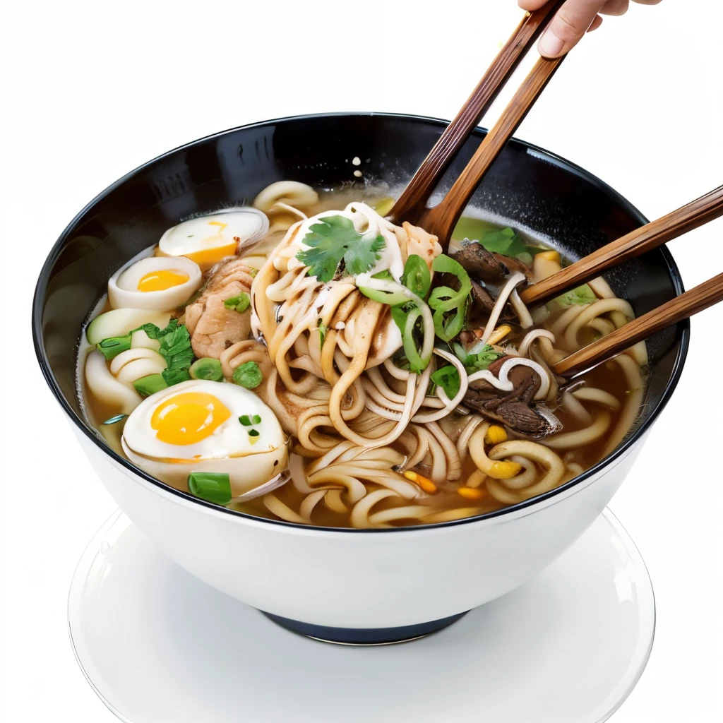 male people advertisement Udon noodles mouthwatering White background eats