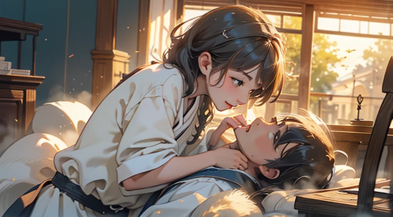 The son and father are painted in a delicate and soft style,电影灯光,high-definition picture quality,the soft light,Rich details,Refer to Gu Kaizhi,32K,High Picture Quality,A high resolution,(Very detailed CG unified 8k wallpaper)