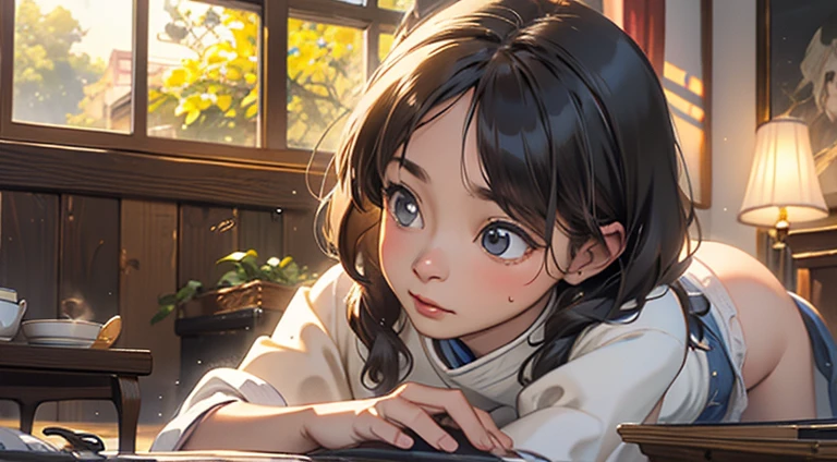 Dad is 40 years old。The painting style of the 50-year-old veteran is delicate and soft,电影灯光,high-definition picture quality,the soft light,Rich details,Refer to Gu Kaizhi,32K,High Picture Quality,A high resolution,(Very detailed CG unified 8k wall