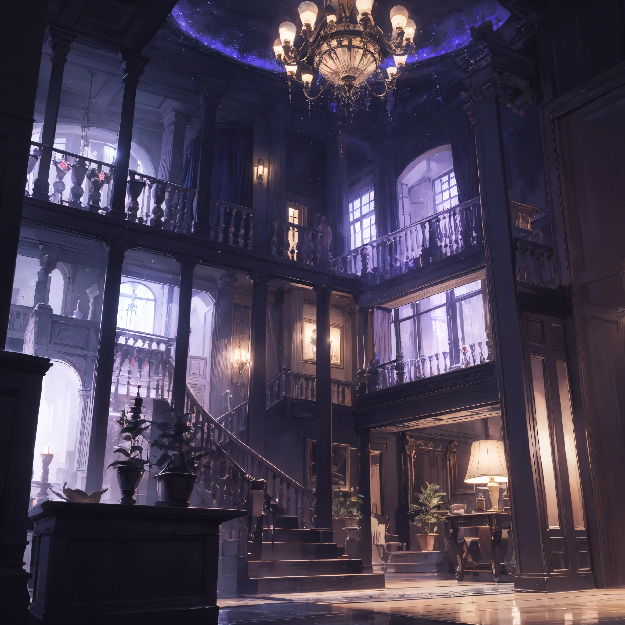 Dark luxury homes with purple lights